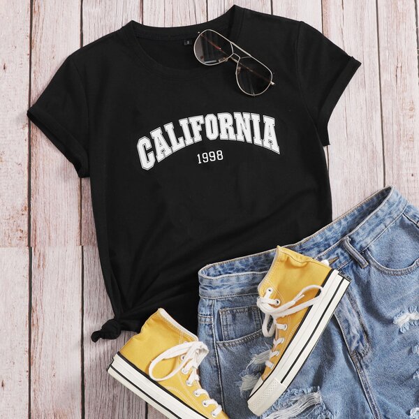 

Letter Graphic Short Sleeve Tee, Black