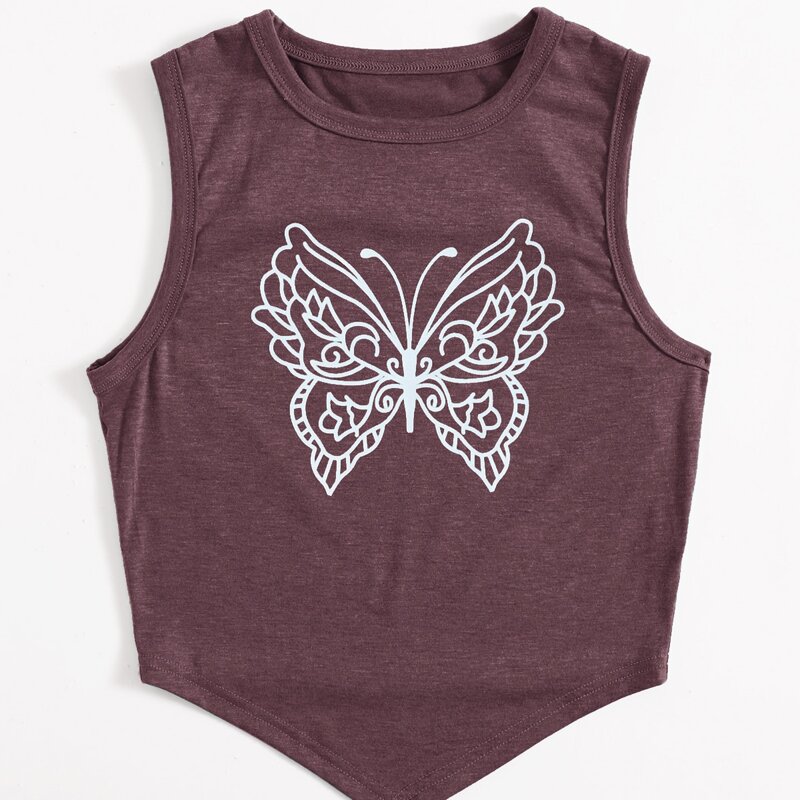 

Butterfly Graphic Tank Top, Chocolate brown