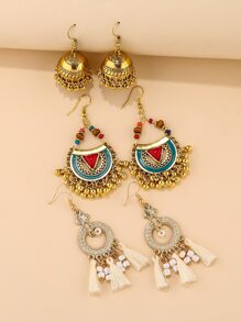 3 đôi bông tai phong cách cổ điển dành cho nữ - Vàng - Xem 2