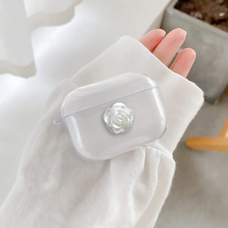 

Floral Decor Airpods Case, White