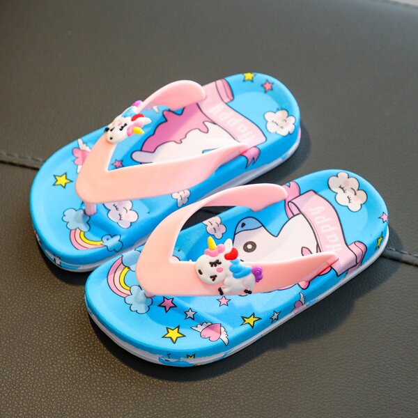 

Toddler Girls Cartoon Graphic Slippers, Blue