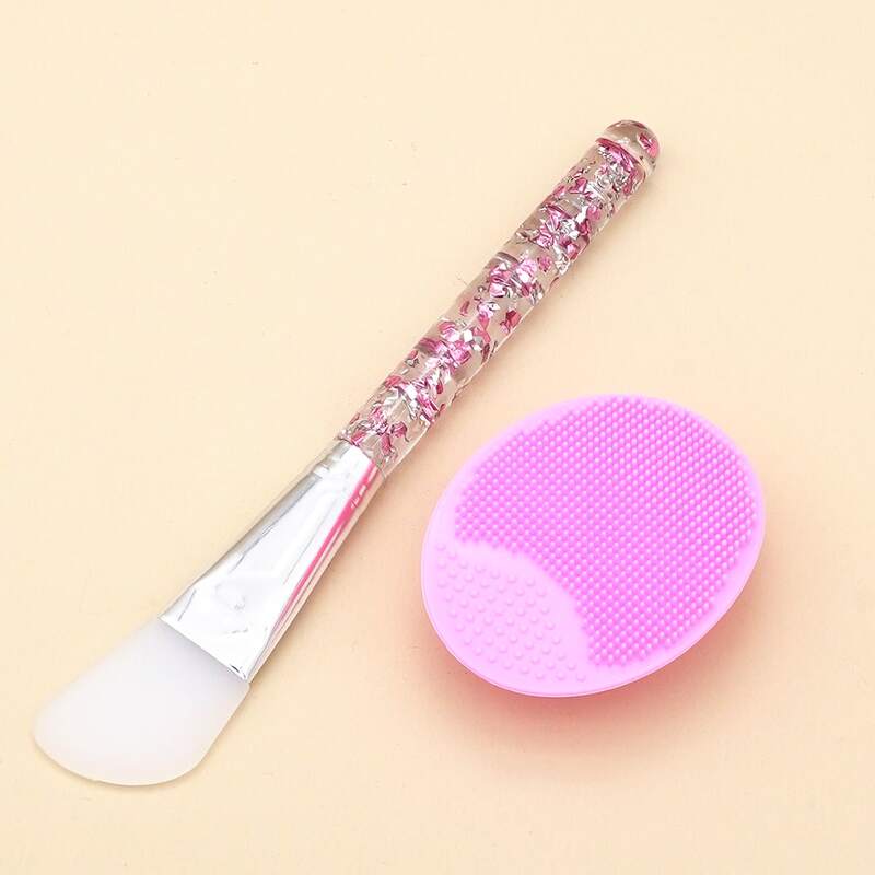 

1pc Face Mask Brush & 1pc Cleaning Pad, Pink
