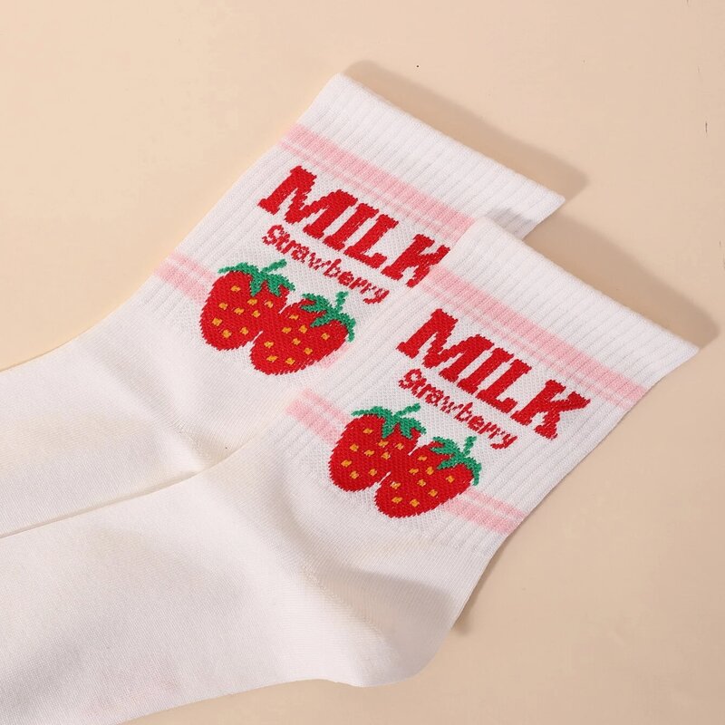 

Strawberry Graphic Crew Socks, Multicolor