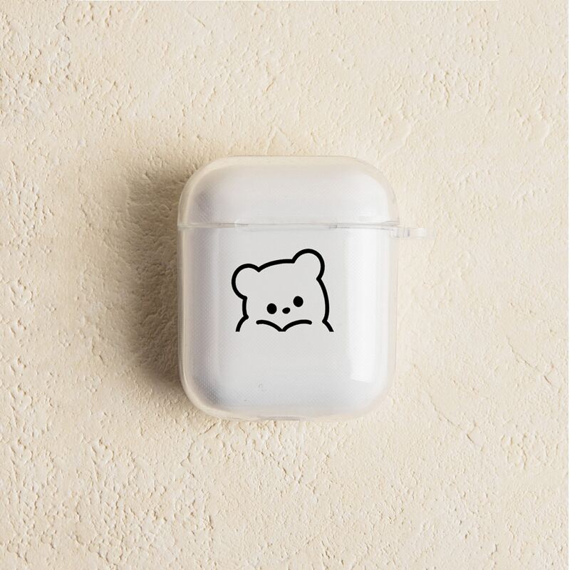 

Bear Print Airpods Case, Black