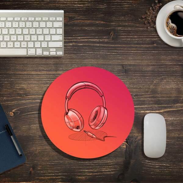 

Headset Painted Round Mouse Pad, Red