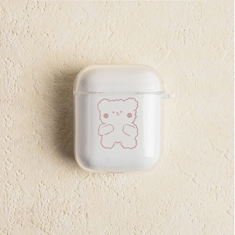 

Bear Print Airpods Case, Pink