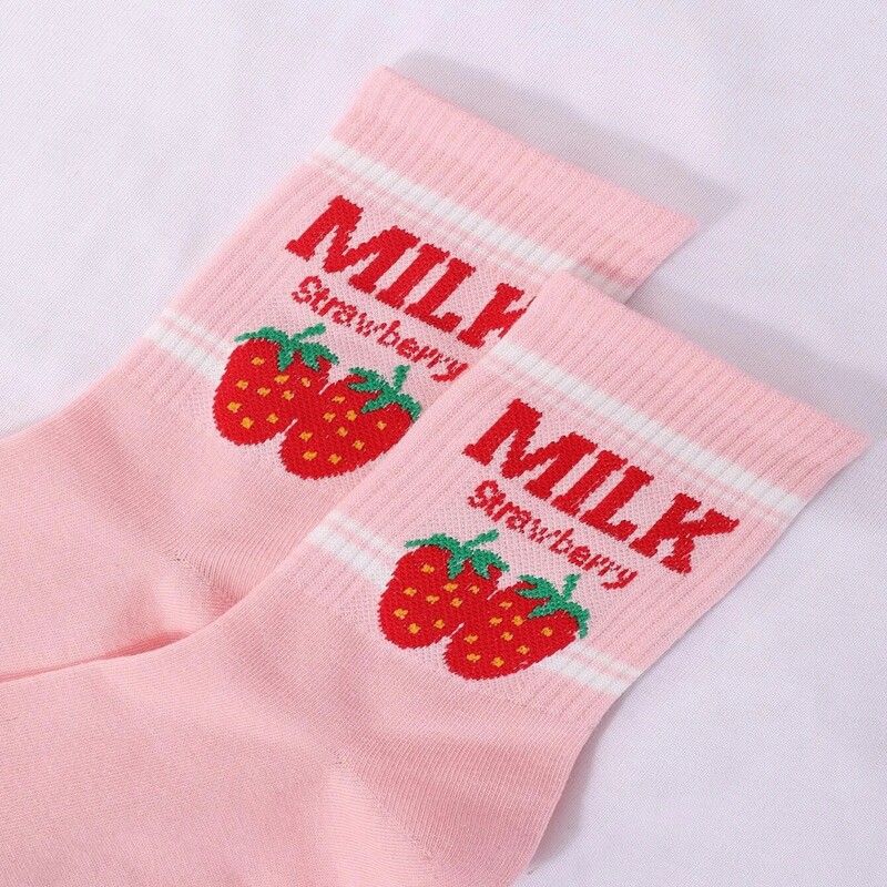 

Strawberry Graphic Crew Socks, Multicolor