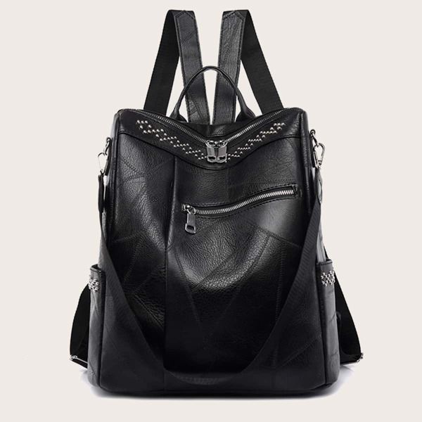 

Studded Decor Anti-theft Backpack, Black