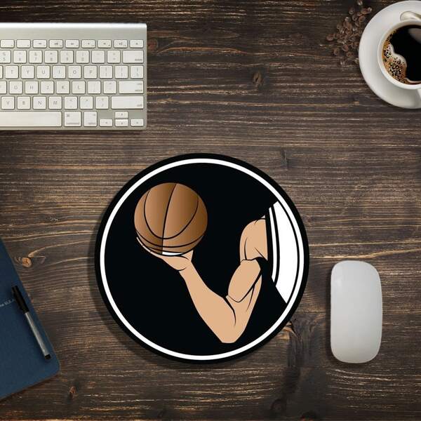 

Basketball Pattern Round Mouse Pad, Black