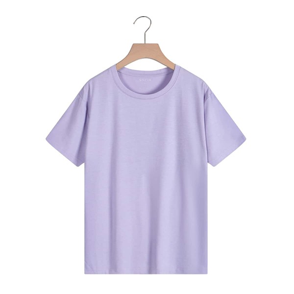 

Solid Round Neck Tee, Lilac purple