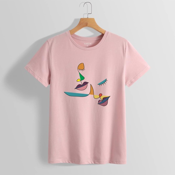 

Abstract Figure Graphic Tee, Baby pink