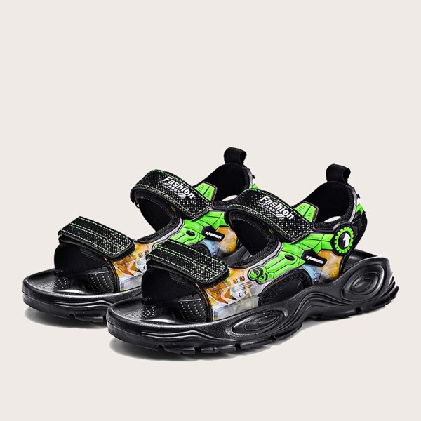 

Boys Cartoon Graphic Sports Sandals, Black