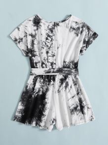 SHEIN 女孩紮染自腰帶連身短褲