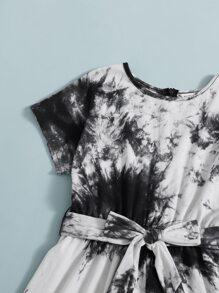 SHEIN 女孩紮染自腰帶連身短褲