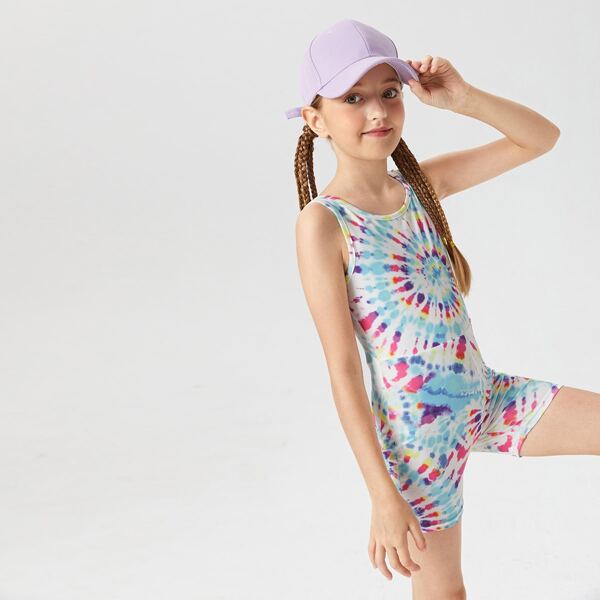 

Girls Tie Dye Unitard Romper, Multicolor
