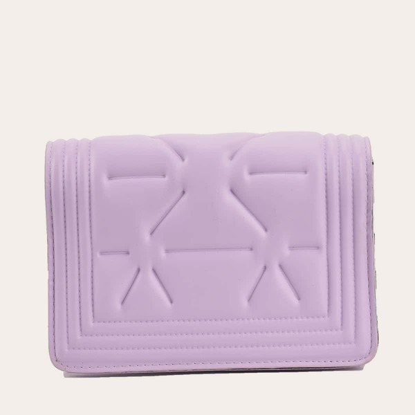 

Stitch Trim Flap Chain Bag, Purple