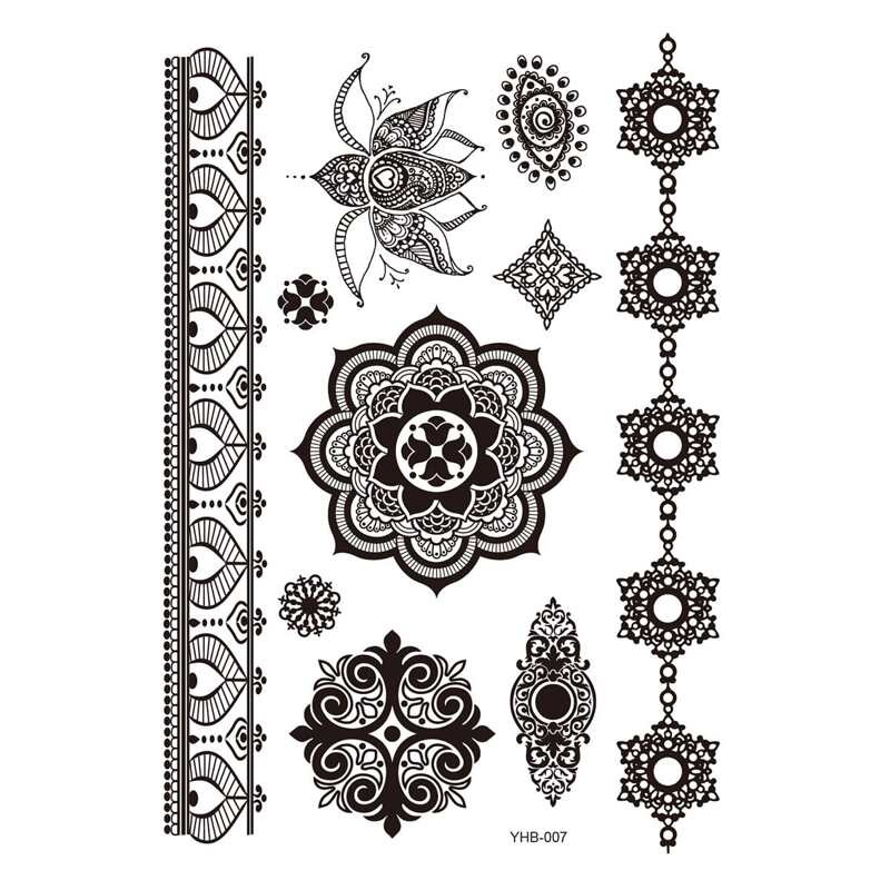 

1sheet Floral Pattern Tattoo Sticker, Black