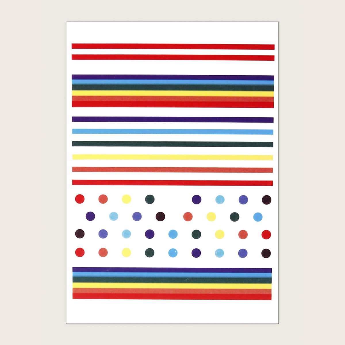 

1sheet Colorful Striped & Polka Dot Pattern Nail Sticker, Multicolor