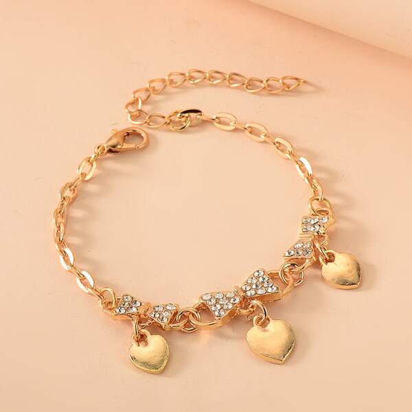 

Heart Charm Chain Bracelet, Gold