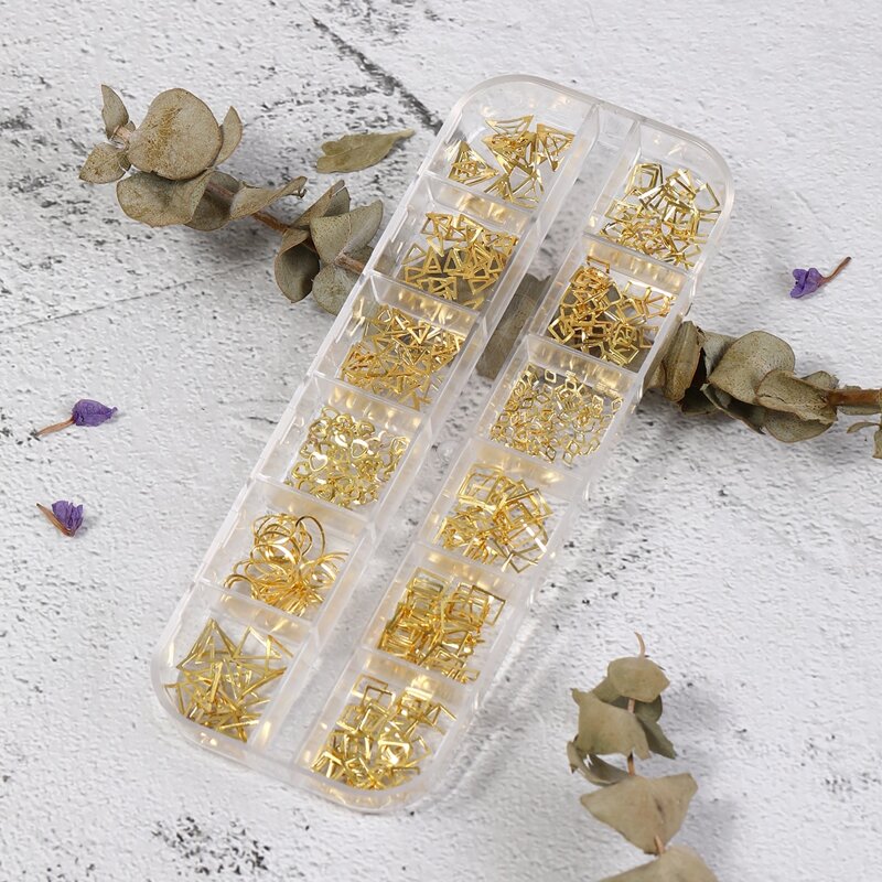 

1box Geometric Nail Art Decoration, Gold