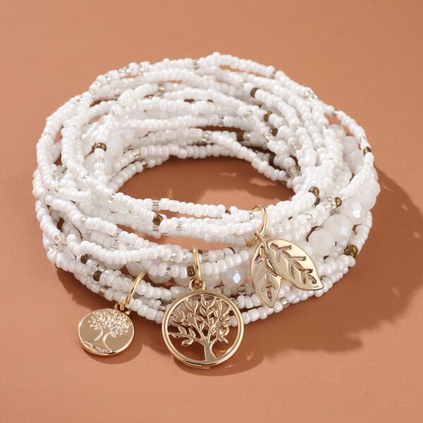 

3pcs Beaded Bracelet, White