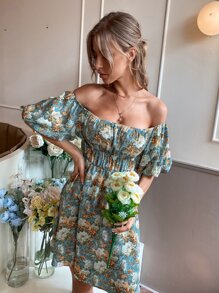 Aveloria Allover Floral Bardot Dress - Multicolor - View 1