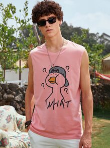 Manfinity Tops Nam Hoạt hình Sẵn sàng - Màu Hồng  San hô - Xem 1