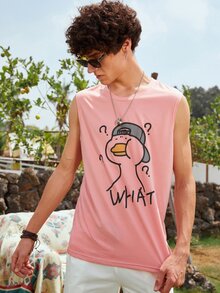 Manfinity Tops Nam Hoạt hình Sẵn sàng - Màu Hồng  San hô - Xem 5