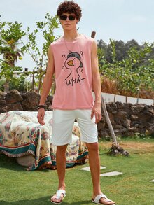 Manfinity Tops Nam Hoạt hình Sẵn sàng - Màu Hồng  San hô - Xem 6