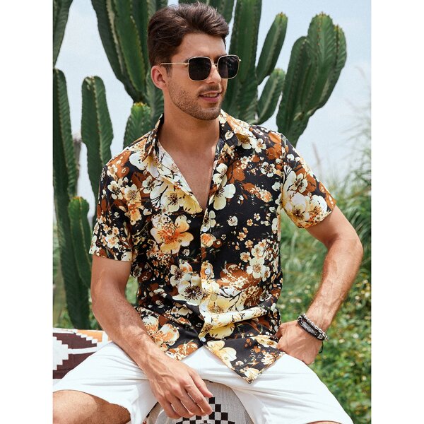 

Men Allover Floral Button Up Shirt, Multicolor