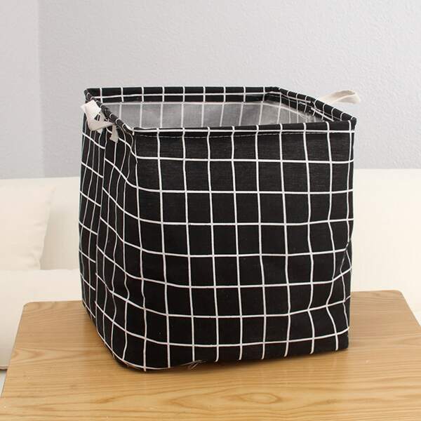 

Plaid Pattern Laundry Hamper, Black