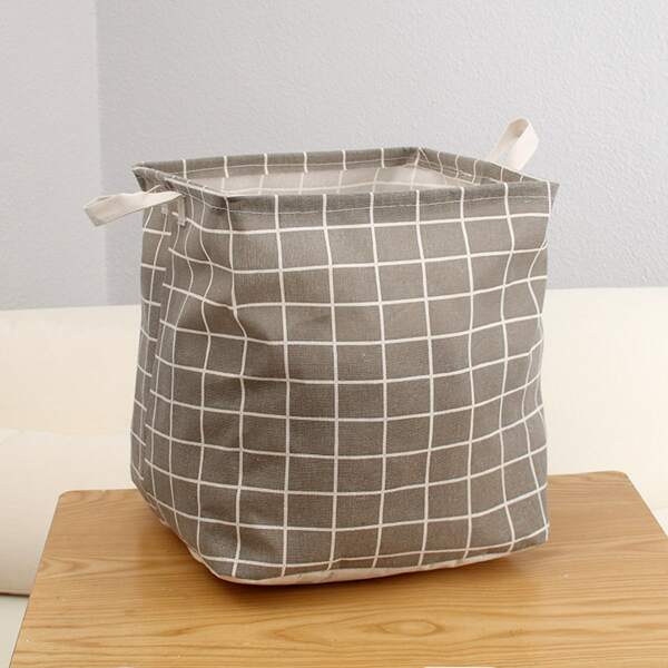

Plaid Pattern Laundry Hamper, Grey