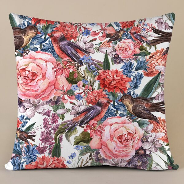 

Flower Print Cushion Cover Without Filler, Multicolor