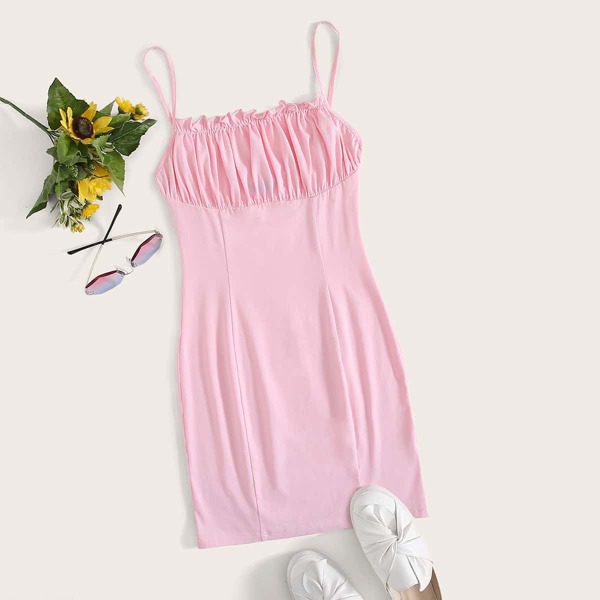 

Frill Detail Ruched Bust Dress, Pink