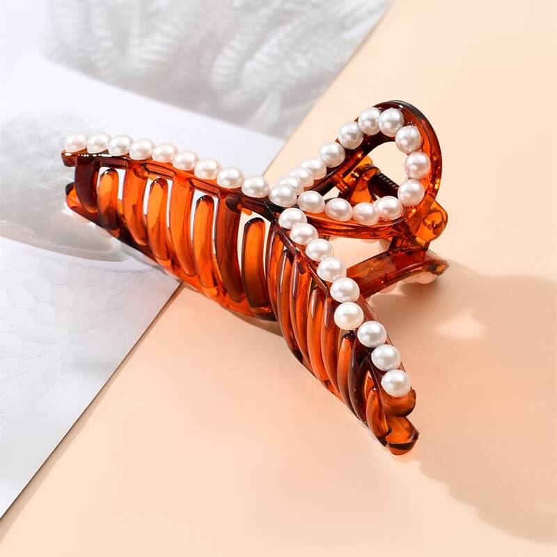 

1pc Faux Pearl Hair Claw, Multicolor