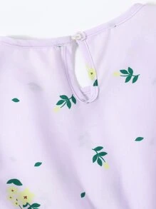 Girls Frill Trim Floral Smock Dress - Mauve Purple - View 5