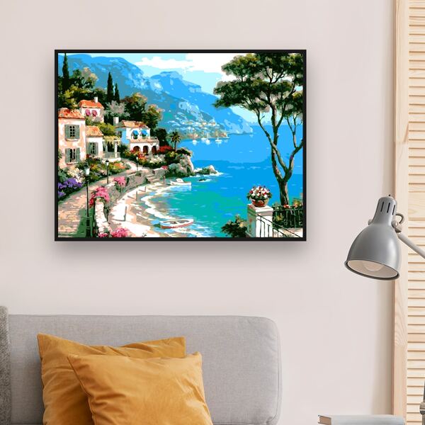 

Landscape Print DIY Diamond Unframed Painting, Multicolor