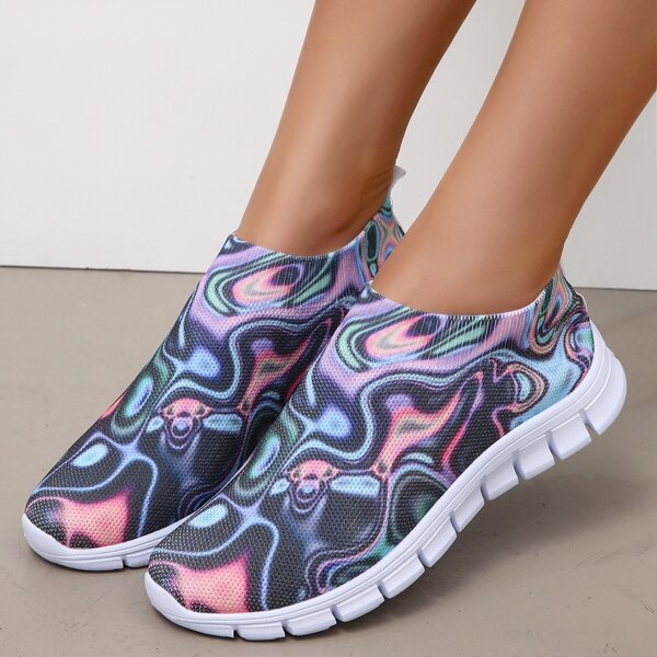 

Allover Graphic Knit Running Shoes, Multicolor