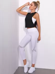 Twist Side Armhole Sports Tank Top - Black - View 5