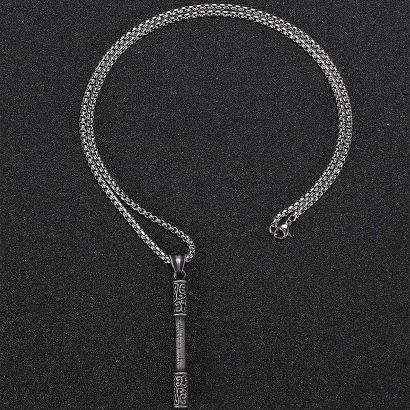 

Guys Engraved Pendant Necklace, Antique silver
