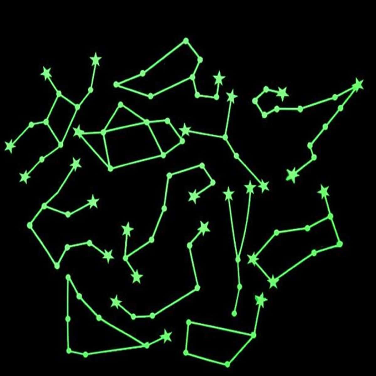 

12pcs Constellation Luminous Wall Sticker, Green