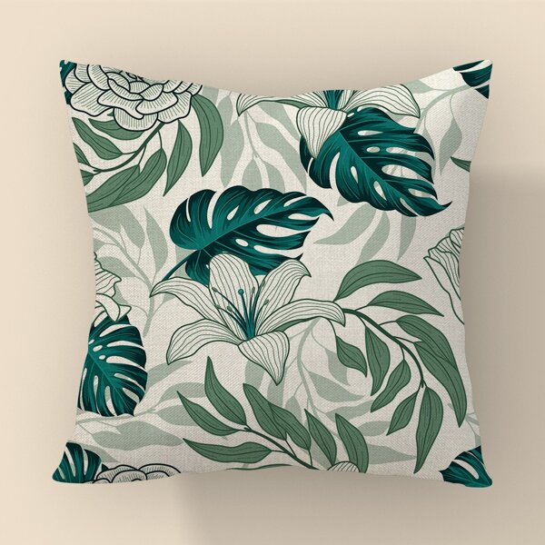 

Leaf Print Cushion Cover Without Filler, Multicolor