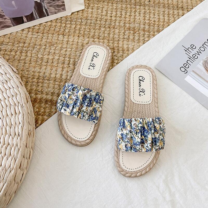 

Ditsy Floral Ruched Slide Sandals, Blue