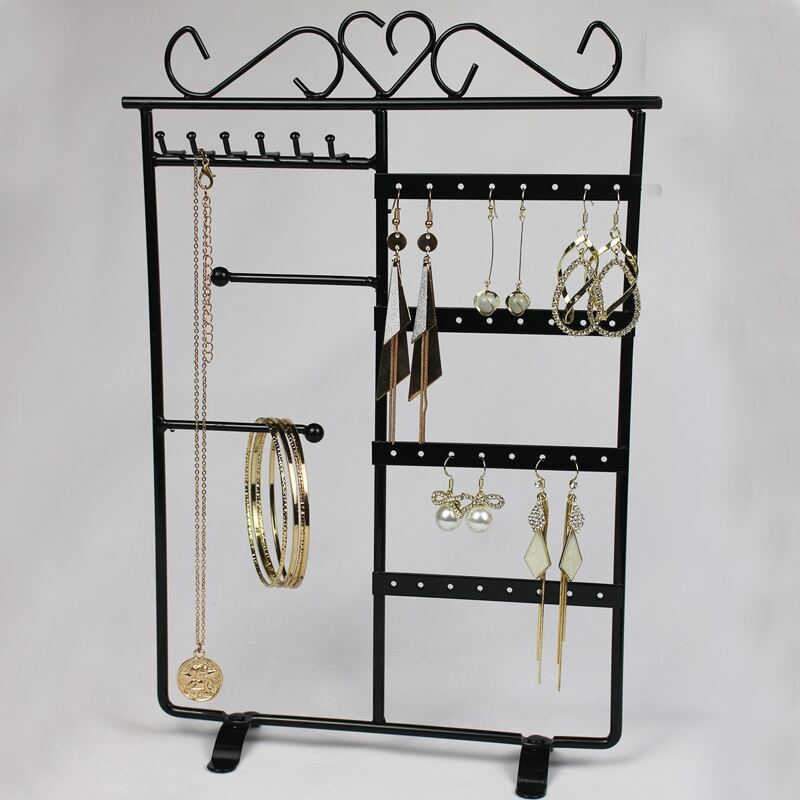

1pc Heart Decor Jewelry Storage Rack, Black