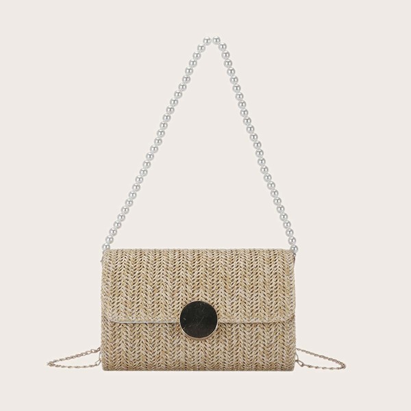 

Straw Shoulder Bag, Khaki