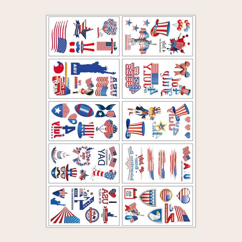 

10sheets Star Pattern Tattoo Sticker, Multicolor