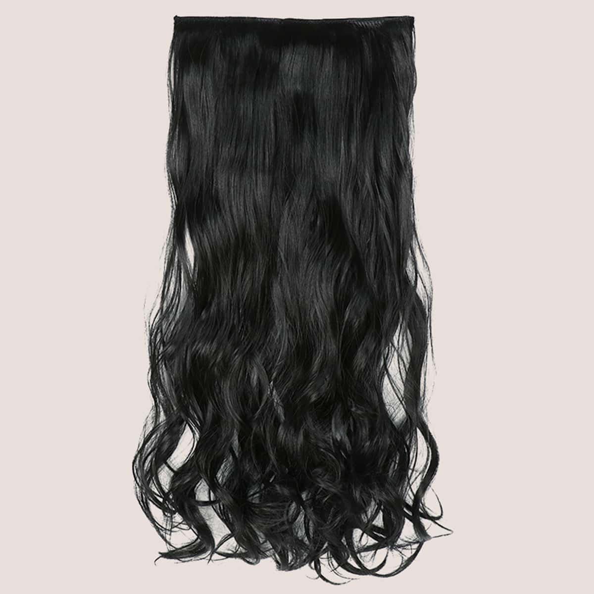 

5pcs Clip Long Curly Hairpiece, Black