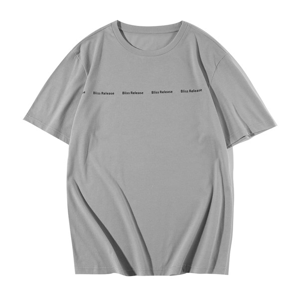 

Men Letter Graphic Short Sleeve Tee, Grey