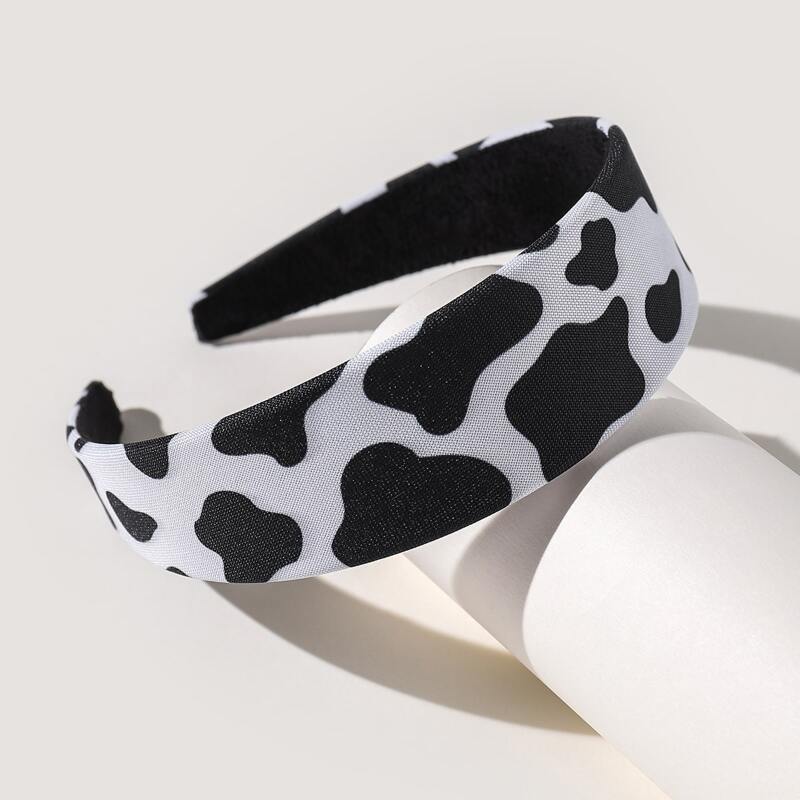 

1pc Cow Print Headband, Black and white
