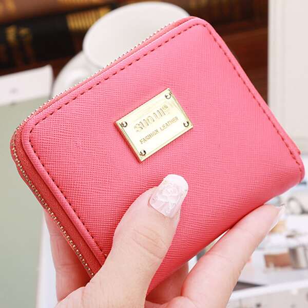 

Metal Decor Small Wallet, Hot pink